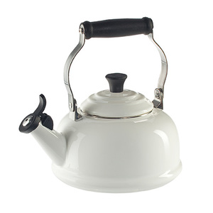 1.7qt Enamel on Steel Classic Whistling Kettle White