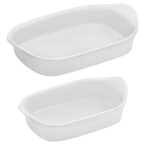 French White 2pc Rectangular Baking Dish Set