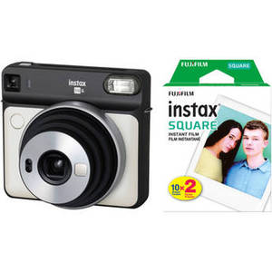 INSTAX SQUARE SQ6 Instant Film Camera with Twin Pack of Film Kit (Pearl White)