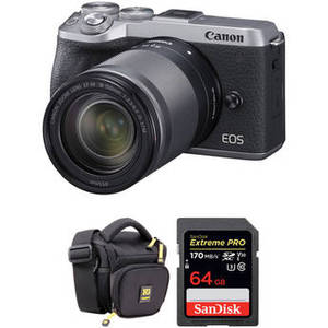 EOS M6 Mark II Mirrorless Digital Camera with 18-150mm Lens, EVF-DC2 Viewfinder, and Accessories Kit (Silver)