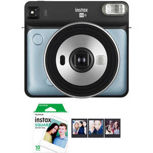INSTAX SQUARE SQ6 Instant Film Camera with Film Bundle (Aqua Blue)