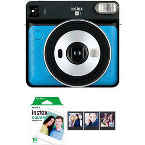 INSTAX SQUARE SQ6 Instant Film Camera with Film Bundle (Metallic Blue)
