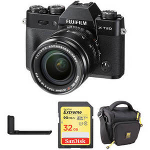 X-T20 Mirrorless Camera with XF 18-55mm Lens, Grip, and Accessories Kit (Black)