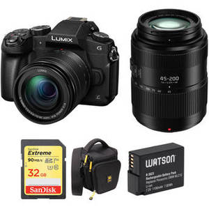 Lumix DMC-G85 Mirrorless Micro Four Thirds Digital Camera with 12-60mm & 45-200mm Lenses and Case Kit