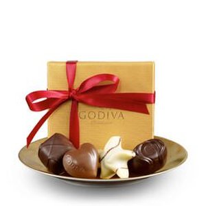 GODIVAÂ® Gold Party Favors w/Red Ribbon (4 Piece)