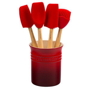 5pc Craft Series Silicone Utensil Set w/ Crock Cerise