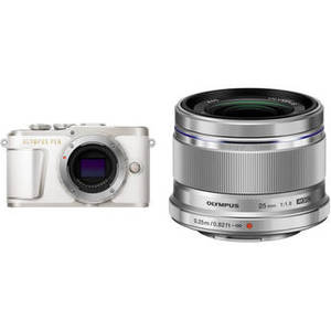 PEN E-PL9 Mirrorless Digital Camera with 25mm f/1.8 Lens Kit (White Camera/Silver Lens)