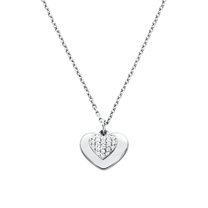 Sterling Silver Pave Heart Necklace