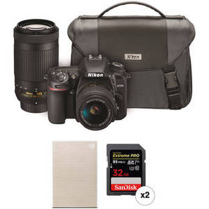 D7500 DSLR Camera with 18-55mm and 70-300mm VR Lenses and Storage Kit