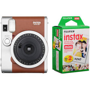 INSTAX Mini 90 Neo Classic Instant Film Camera with Twin Pack of Film Kit (Brown)