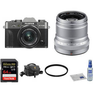 X-T30 Mirrorless Digital Camera with 15-45mm and 50mm f/2 Lenses and Accessories Kit (Charcoal Silver/Silver)