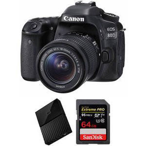 EOS 80D DSLR Camera with 18-55mm Lens and Storage Kit
