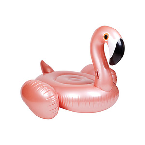 Luxe Ride-On Inflatable Pool Float Rose Gold Flamingo