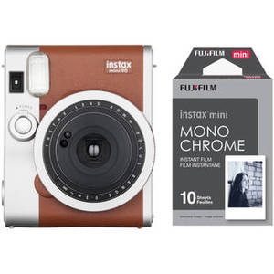 INSTAX Mini 90 Neo Classic Instant Film Camera with Monochrome Film Kit (Brown)