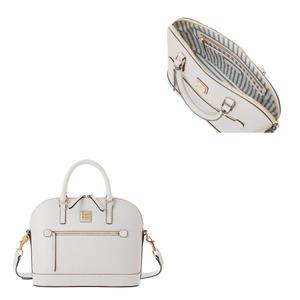 Saffiano Domed Zip Satchel