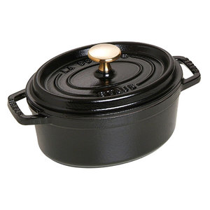 1qt Cast Iron Oval Cocotte Matte Black