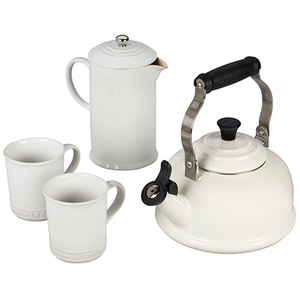 27oz Stoneware French Press & Mug Set White