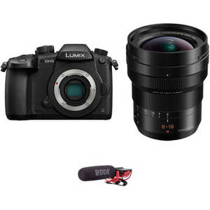 Lumix DC-GH5 Mirrorless Micro Four Thirds Digital Camera with 8-18mm Lens and Microphone Kit