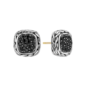 John Hardy Classic Chain Stud Earrings with Black Sapphire
