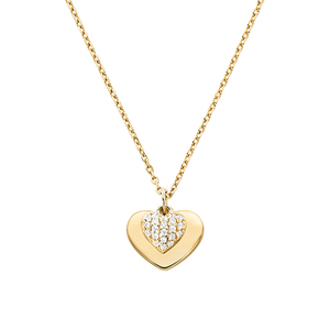 Sterling Gold Pave Heart Necklace