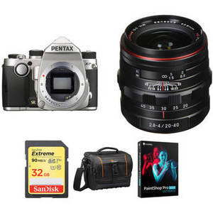 KP DSLR Camera with 20-40mm Lens and Accessories Kit (Silver)