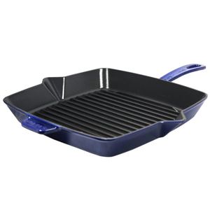 Cast Iron 12" Square Grill Pan - Dark Blue
