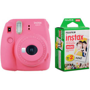 INSTAX Mini 9 Instant Film Camera with Instant Film Kit (Flamingo Pink, 20 Exposures)