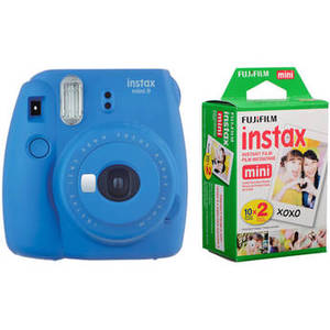 INSTAX Mini 9 Instant Film Camera with Instant Film Kit (Cobalt Blue, 20 Exposures)