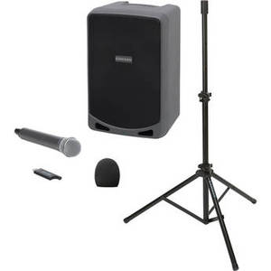 Portable PA System with Microphone, Windscreen & Speaker Stand - Kit