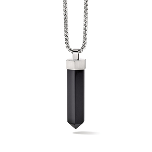 Mens Precisionist Black Onyx Pendant Necklace