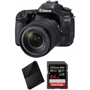 EOS 80D DSLR Camera with 18-135mm Lens and Storage Kit