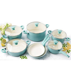 Rio 12pc Ceramic Nonstick Cookware Set Turquoise