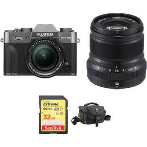 X-T30 Mirrorless Digital Camera with 18-55mm and 50mm f/2 Lenses and Accessories Kit (Charcoal Silver)