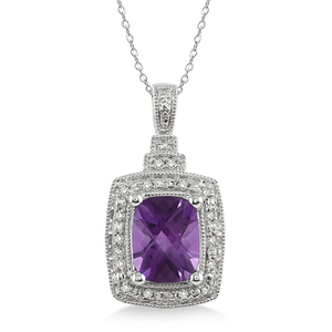 Purple Amethyst and Diamond Necklace