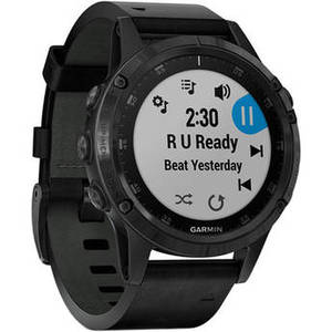 fenix 5 Plus Sapphire Edition Multi-Sport Training GPS Watch (47mm, Black with Black Leather Band)