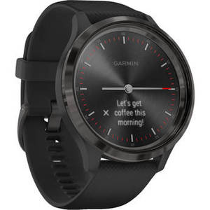 vivomove 3 Hybrid Smartwatch (44mm, Slate Stainless Steel Bezel /Black Case, Silicone Band)