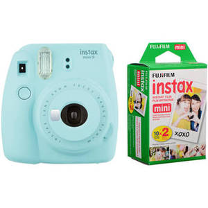 INSTAX Mini 9 Instant Film Camera with Instant Film Kit (Ice Blue, 20 Exposures)