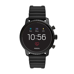 Mens Q Explorist Gen 4 HR Smartwatch Black Silicone Strap