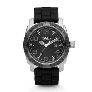 Mens Silicone Strap Sport Watch Black Dial