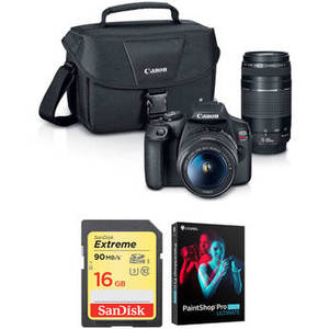 EOS Rebel T7 DSLR Camera with 18-55mm and 75-300mm Lenses Accessory Kit