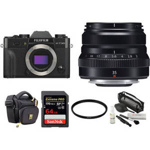 X-T30 Mirrorless Digital Camera with 35mm f/2 Lens and Accessories Kit (Black)