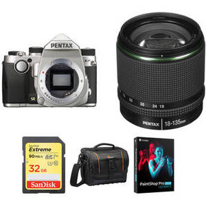 KP DSLR Camera with 18-135mm Lens and Accessories Kit (Silver)