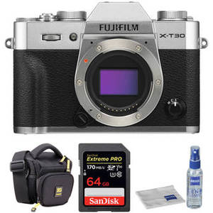X-T30 Mirrorless Digital Camera Body with Accessories Kit (Silver)