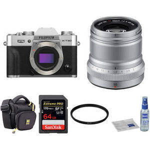 X-T30 Mirrorless Digital Camera with 50mm f/2 Lens and Accessories Kit (Silver)