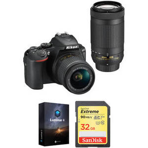 D5600 DSLR Camera with 18-55mm and 70-300mm Lenses and Software Kit