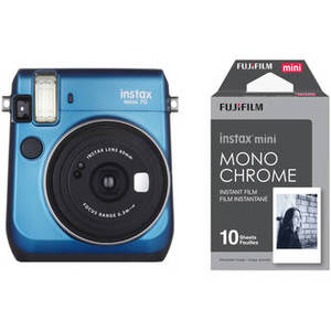 INSTAX Mini 70 Instant Film Camera with Monochrome Film Kit (Island Blue)