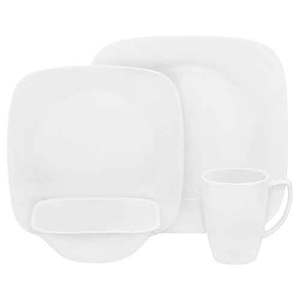 Boutique Vivid White 16pc Square Dinnerware Set