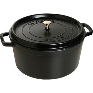 13.25qt Cast Iron Round Cocotte Matte Black