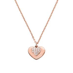Sterling Rose Gold Pave Heart Necklace