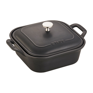 2.5qt Ceramic Square Covered Baking Dish Matte Black